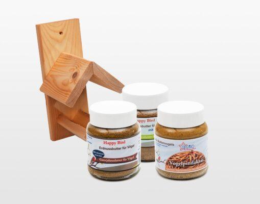 vogelpindakaas met vogel pindakaaspothouder 