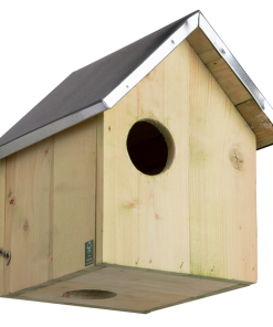 Houten eekhoorn nestkast en huisje met metalen dak 2