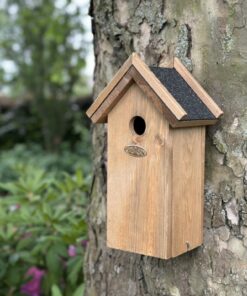 Nestkast Rosa voor koolmezen met bitumen dak - Houten vogelhuisje aan boom