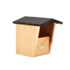 Houten vogelhuisje met zwart dak voor roodborstjes