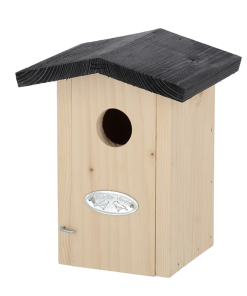 Houten vogelhuisje met zwart dakje tuinaccessoire