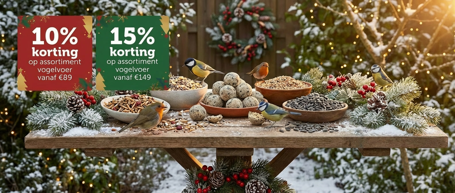 Kerstaanbieding vogelvoerkopen_voedertafel_met_europese_tuinvogels