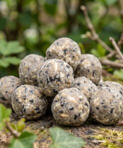 Close-up van vetbollen met noten en zonnepitten