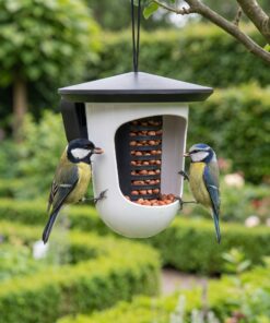 Mezen eten uit de Multi Feedr vogelvoerhouder