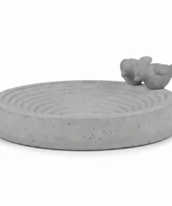 Betonnen vogelbad met watervlak, close-up