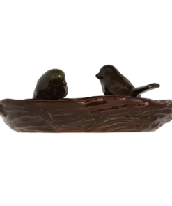 Nestvormig steengoed vogelbad, detail